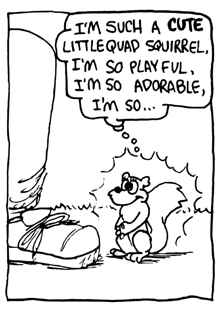 NICK: I'm such a CUTE little quad squirrel, I'm so playful, I'm so adorable, I'm so...