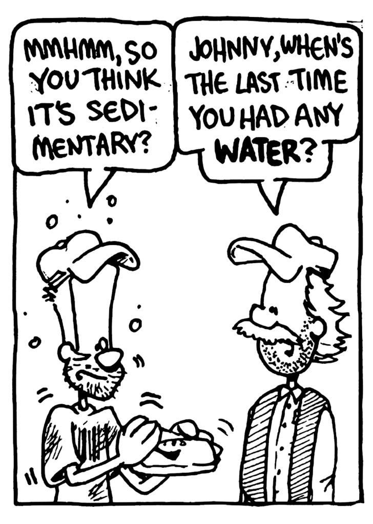 JOHNNY: Mmhmm, so you think it's sedimentary?
DR. PETER HAFF: Johnny, when's the last time you had any WATER?